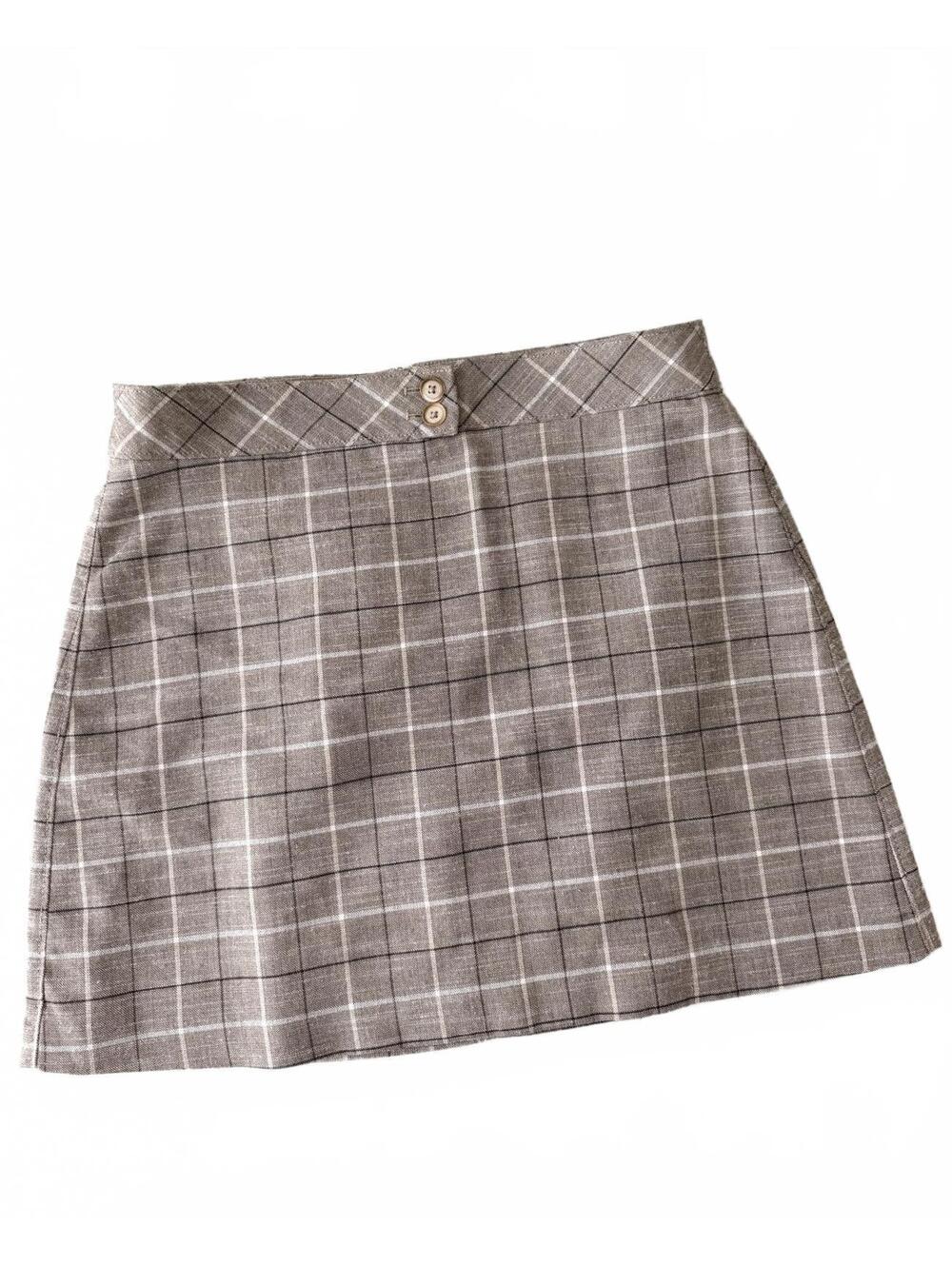 Express Plaid Mini Skirt Lined Brown Tan Size 6